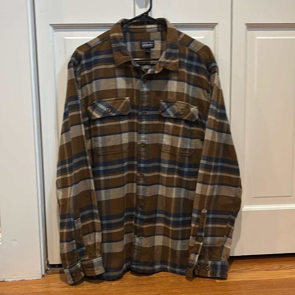 Patagonia Men’s Fjord Flannel Shirt - Size L - Brown/Blue